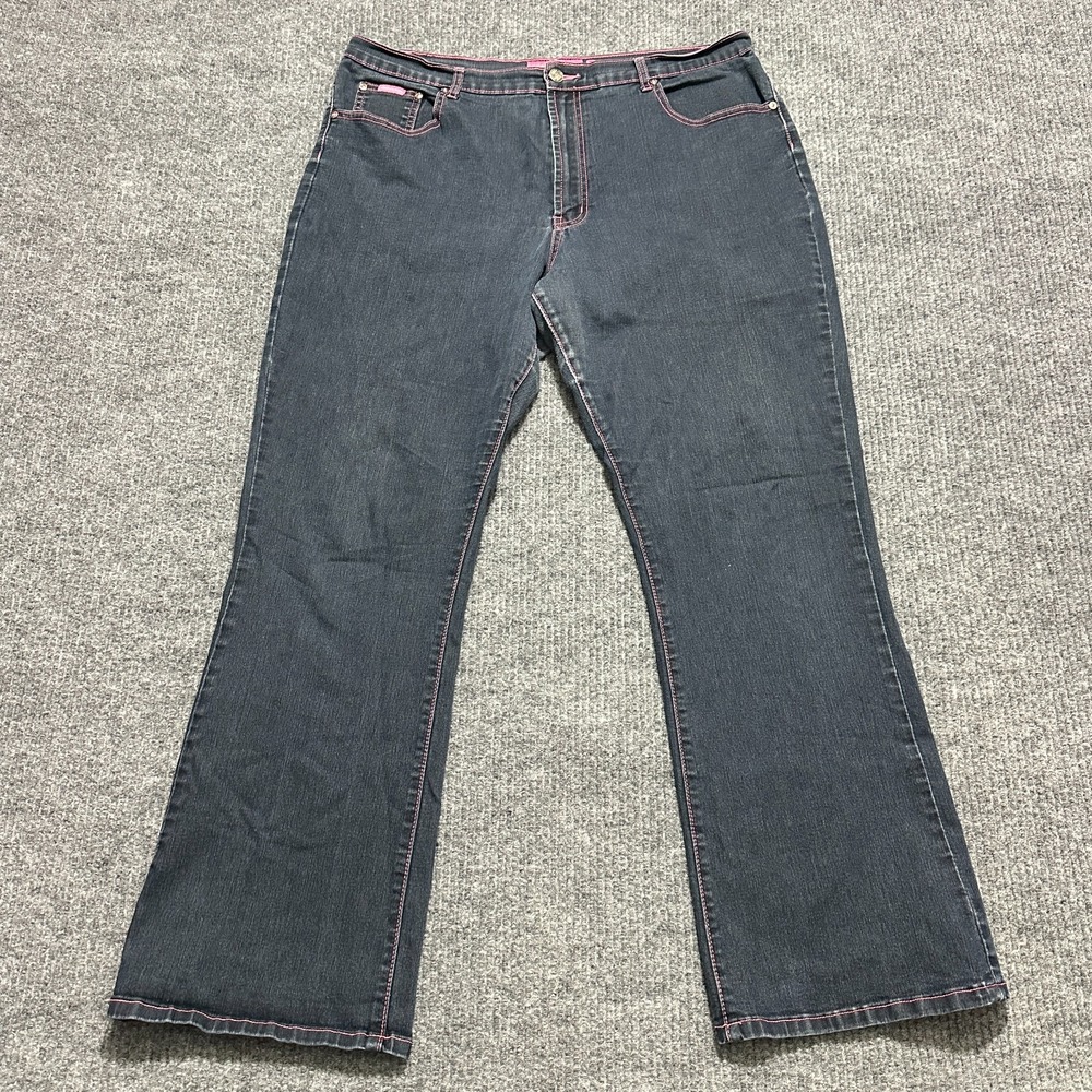 London Blue Jeans Womens Bootcut 19/20 Denim Pink Stitching Sugar Embroidered
